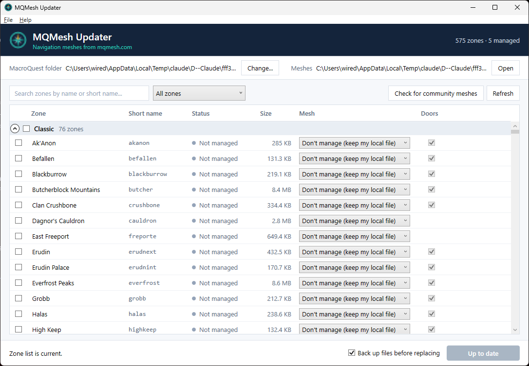 The MQMesh Updater on Windows